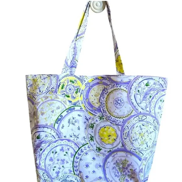 Hand Crafted Purple Mandala Floral Tote Fabric All Purpose Carry Shoulder Purse - Picture 4 of 7